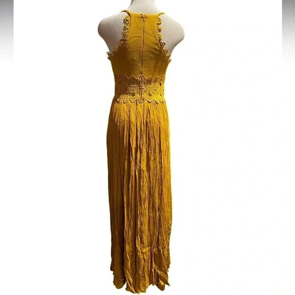 Lulu's Small This Love Mustard Yellow Lace Maxi Dress Size S - Picture 12 of 14